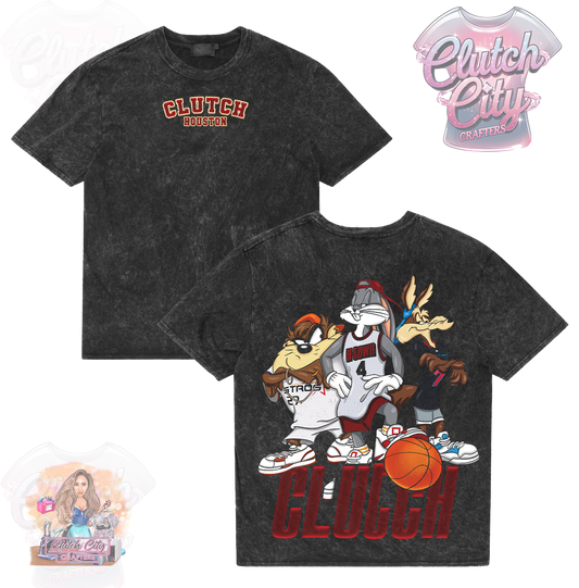 3 looneys Black Mineral Acid Wash Tee