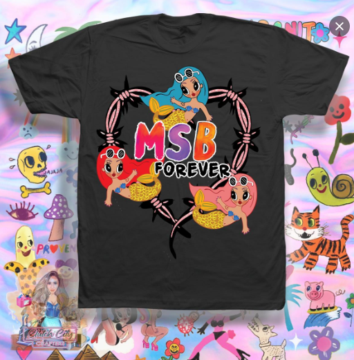 KarolG 3 mermaids Black tee RTS Clearance