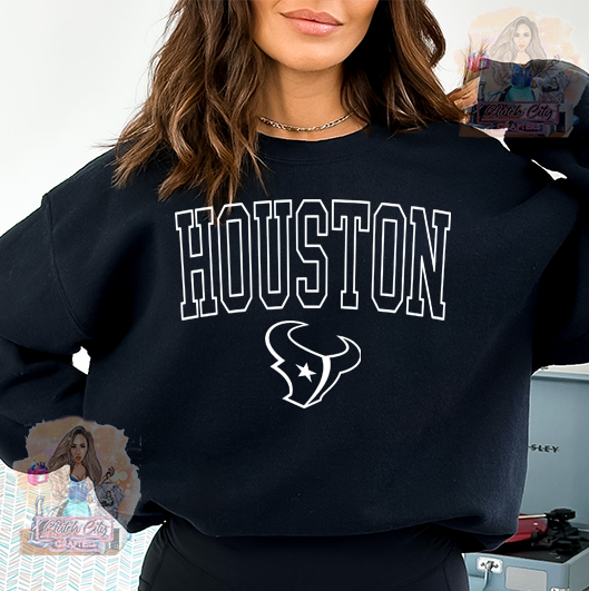 Houston Texans White font -BLACK sweater