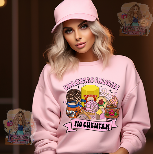 XMAS Calories NO CUENTAN Pink Sweatshirt