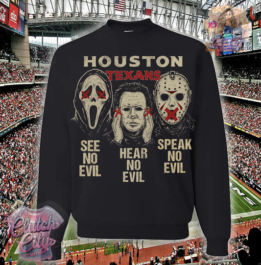 No Evil Houston Texans Black Sweatshirt