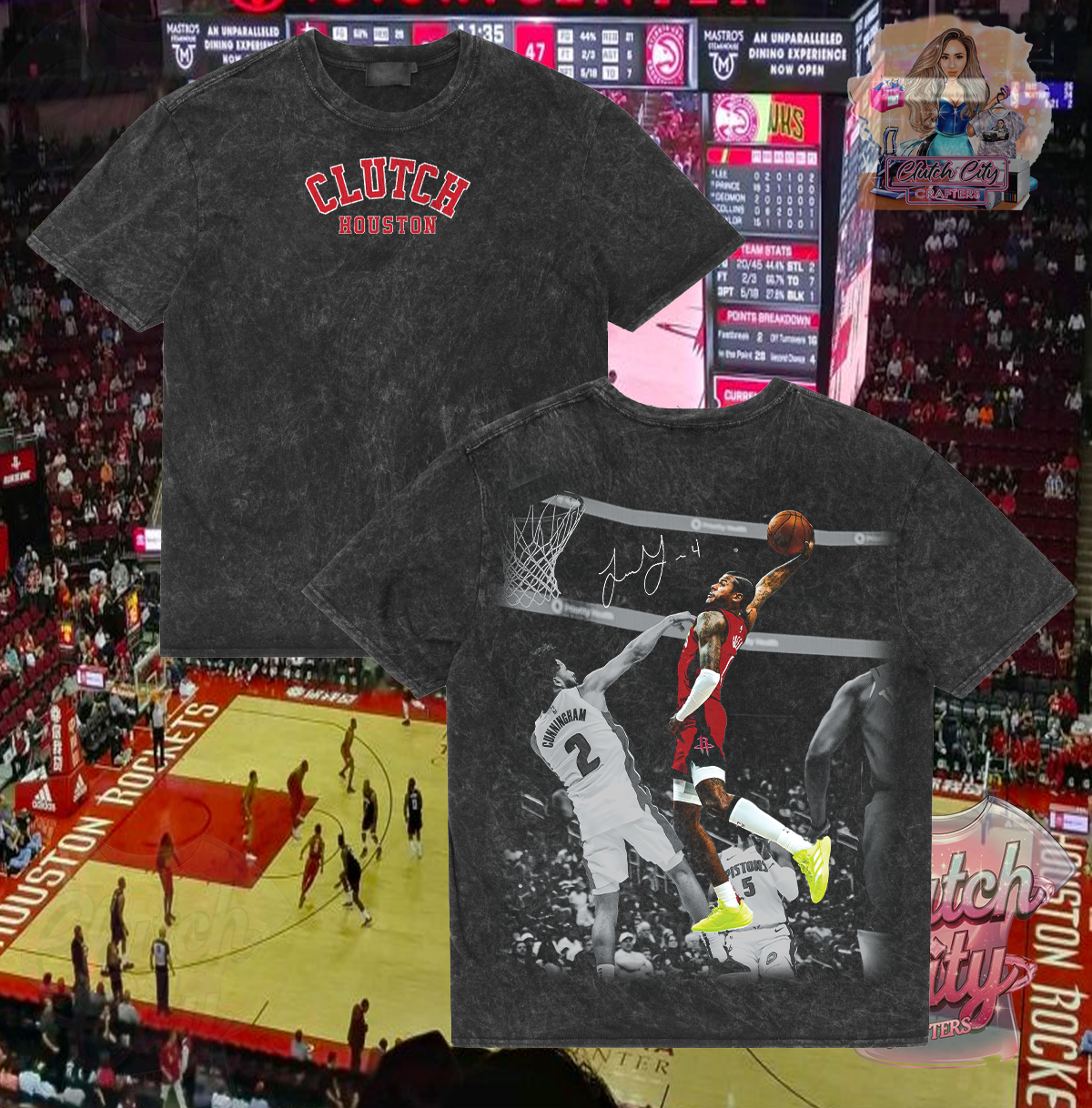 Jalen Dunking Black Mineral Acid Wash Tee