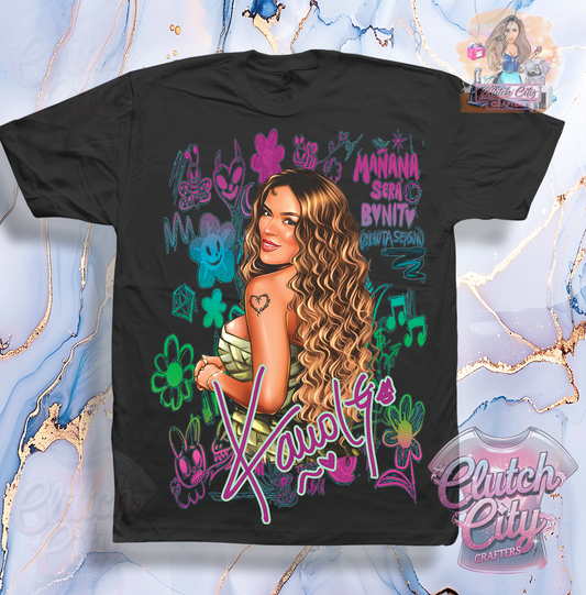 KarolG- Netflix Era Colored Image Black Tee