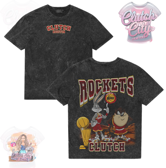 Bugs & Taz  Black Mineral Acid Wash Tee