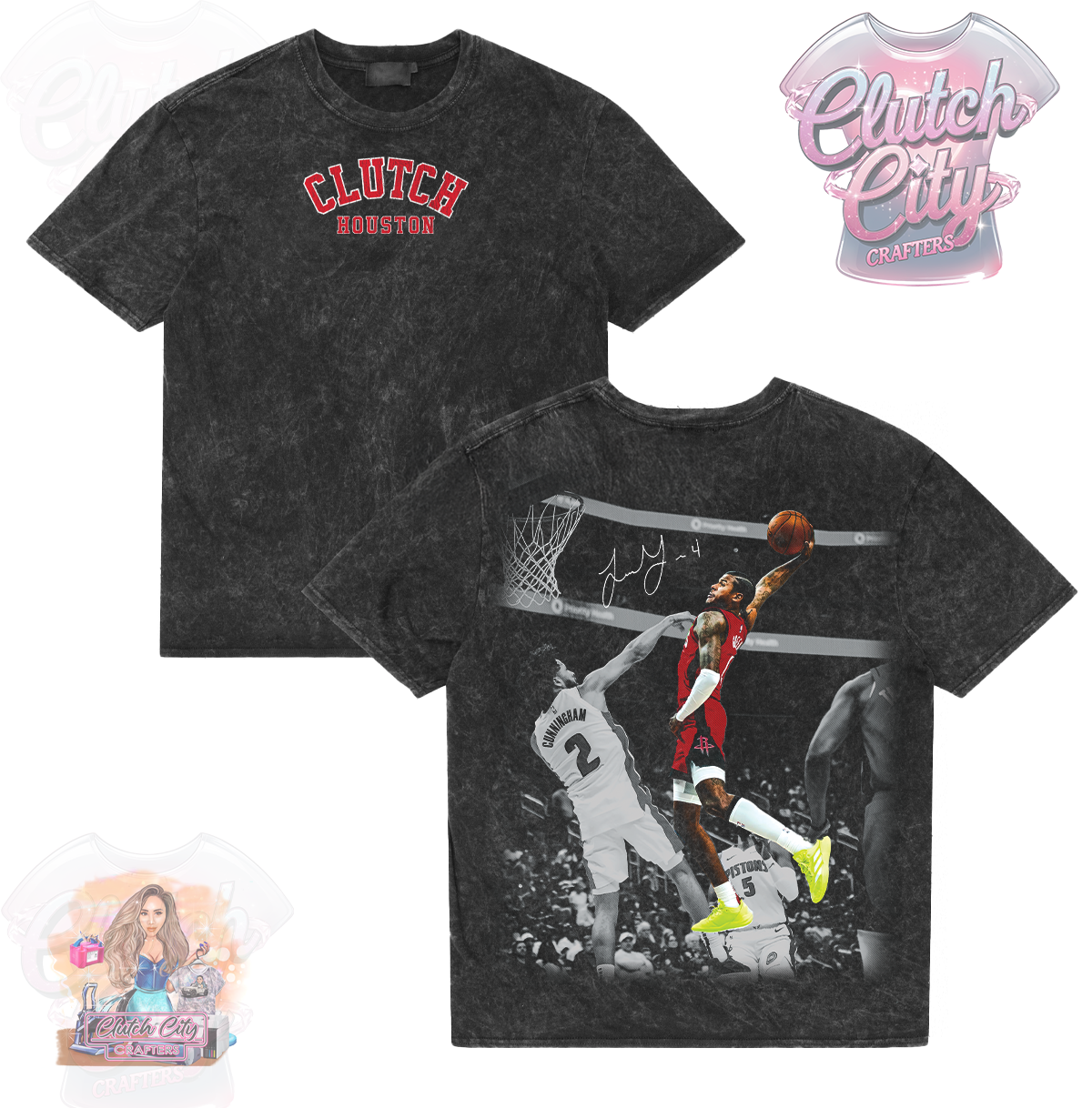 Jalen Dunking Black Mineral Acid Wash Tee