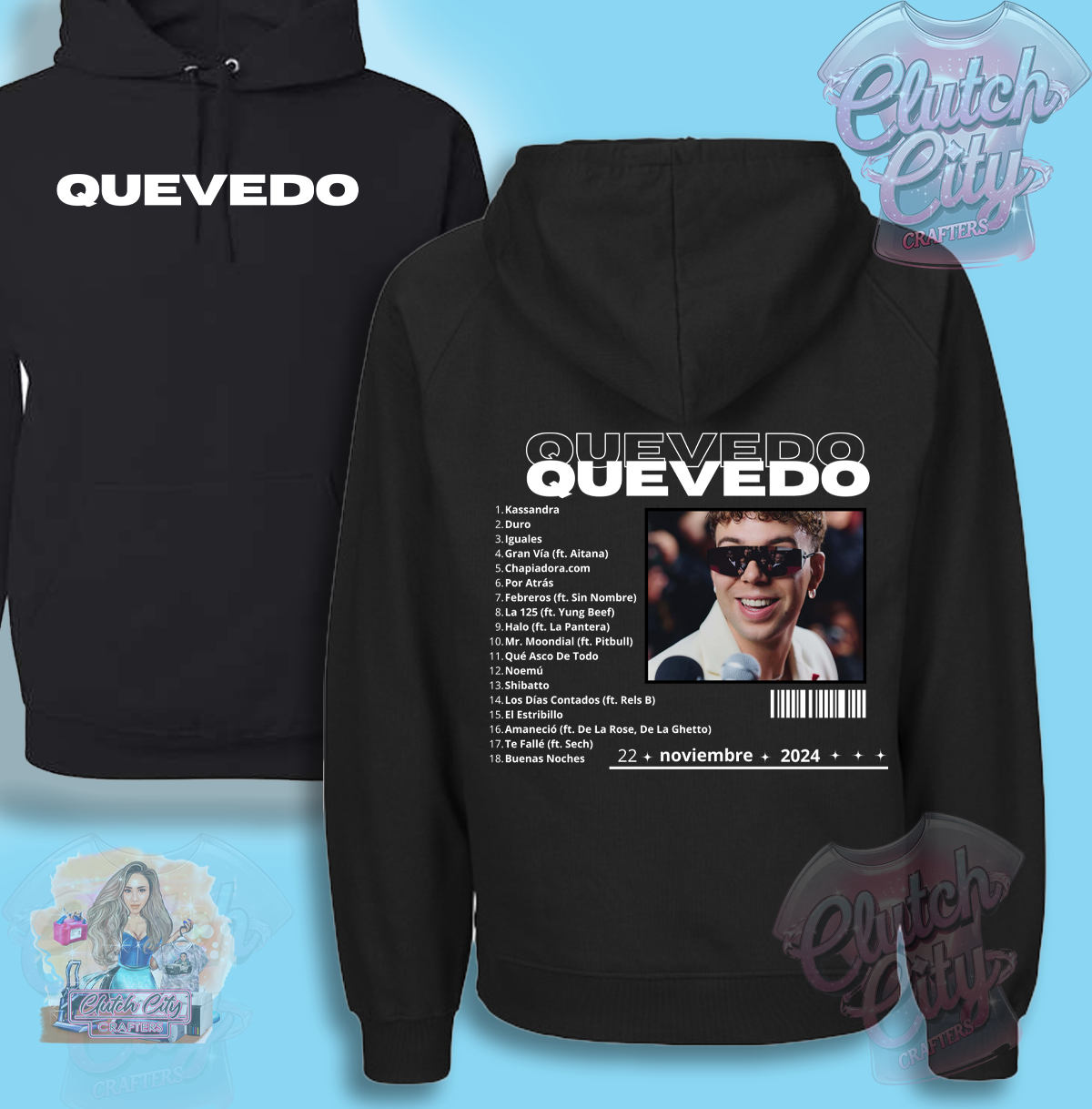 Quevedo "Buenas Noches" Black hoodie