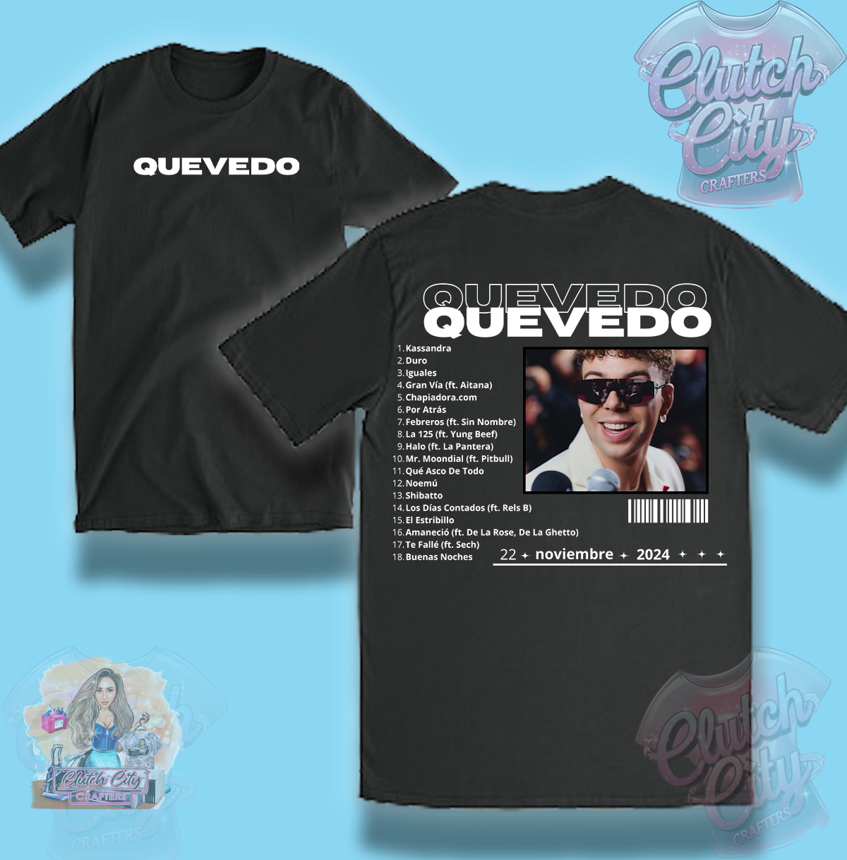 Quevedo Buenas Noches Black tee