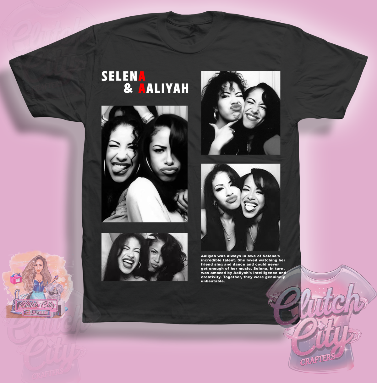 Aaliyah & Selena Black Tee