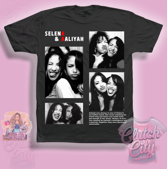 Aaliyah & Selena Black Tee