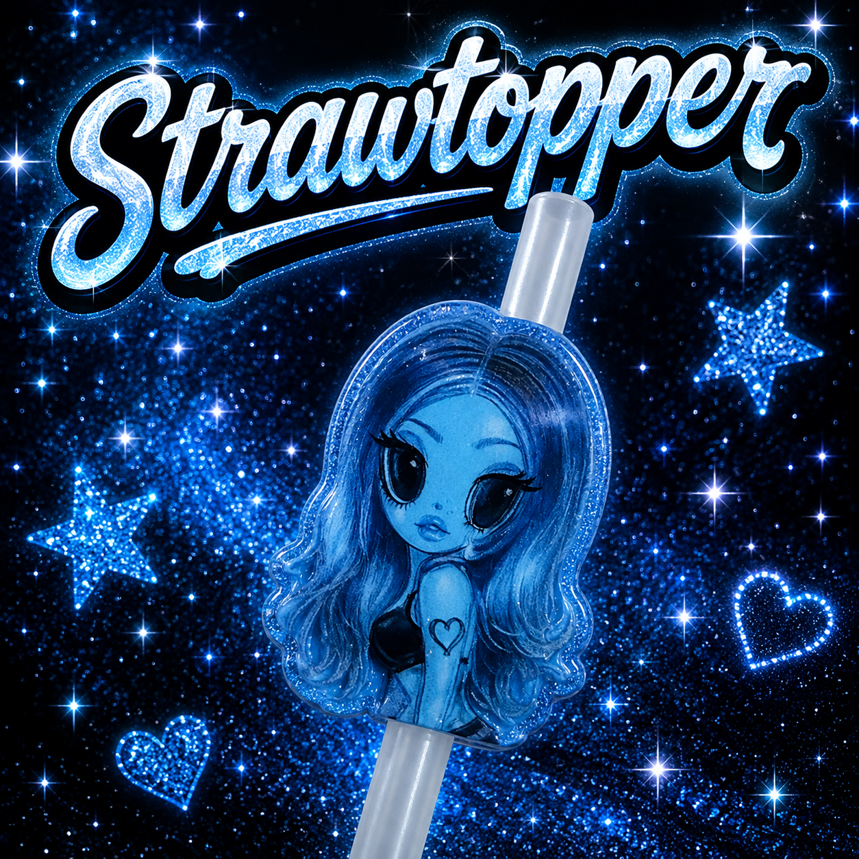 Blue Doll Straw Topper 8mm