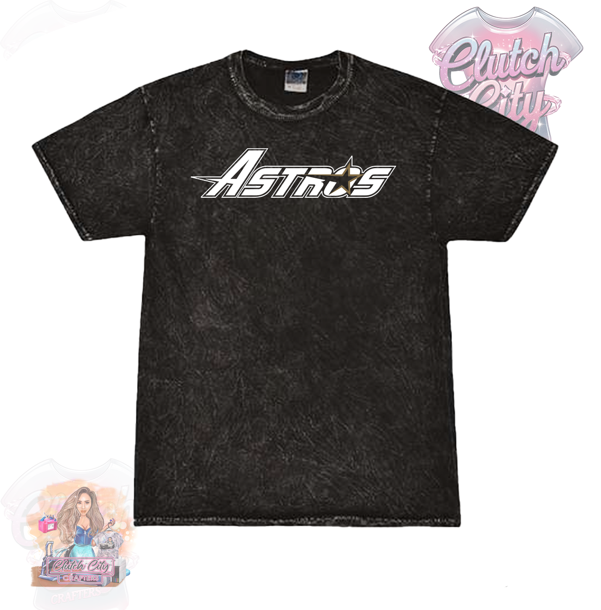 Stros White font Black Mineral Acid Wash Tee