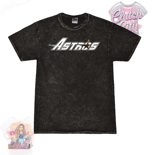 Stros White font Black Mineral Acid Wash Tee