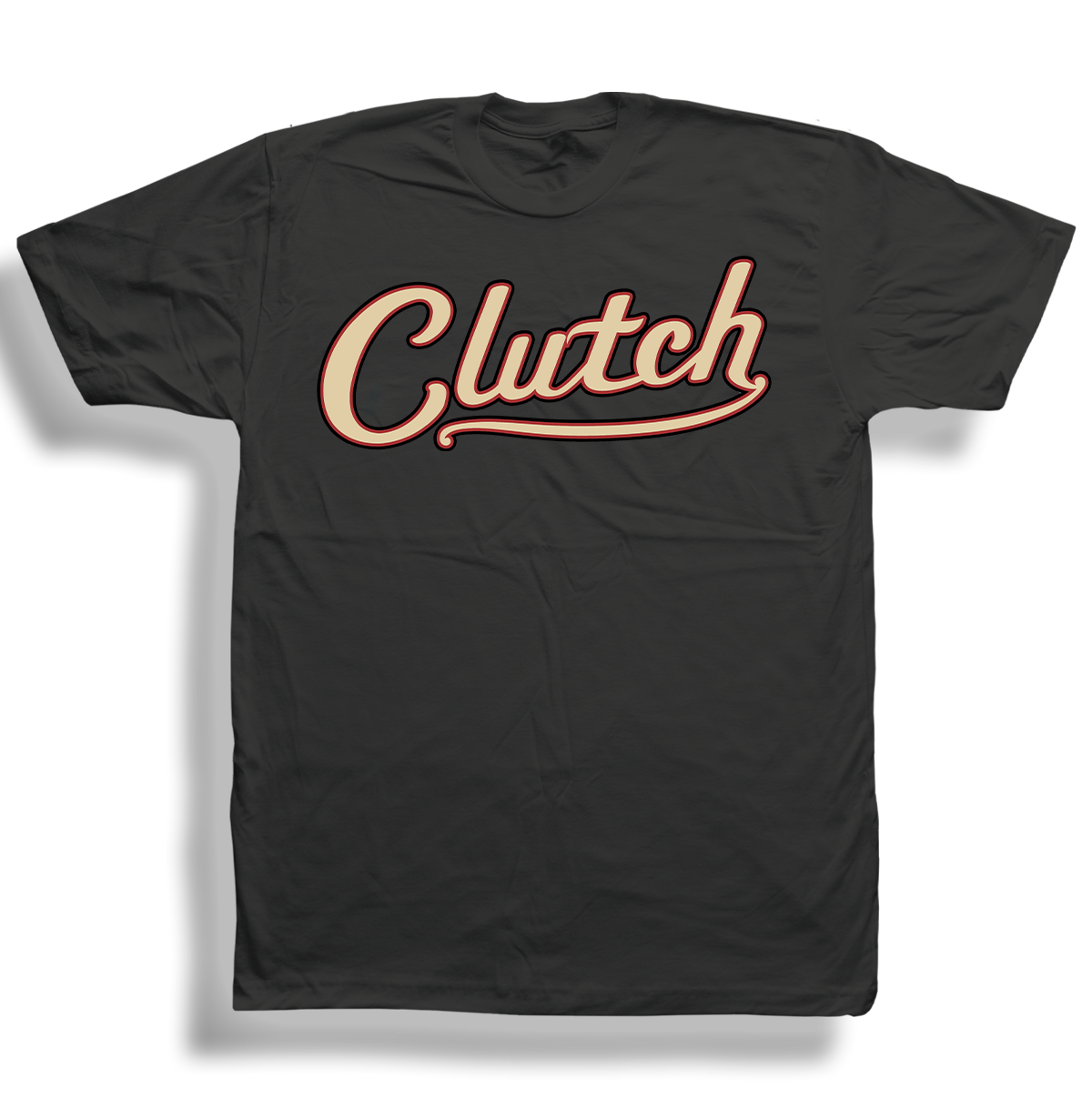 Clutch Tan Cursive Black Tee