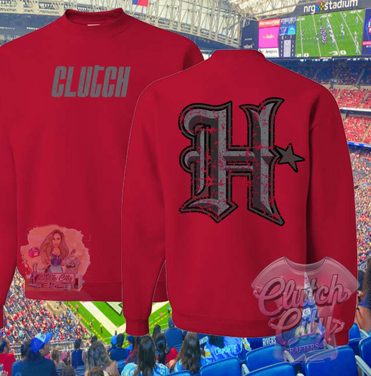 Htown with Gray Clutch Red Sweater