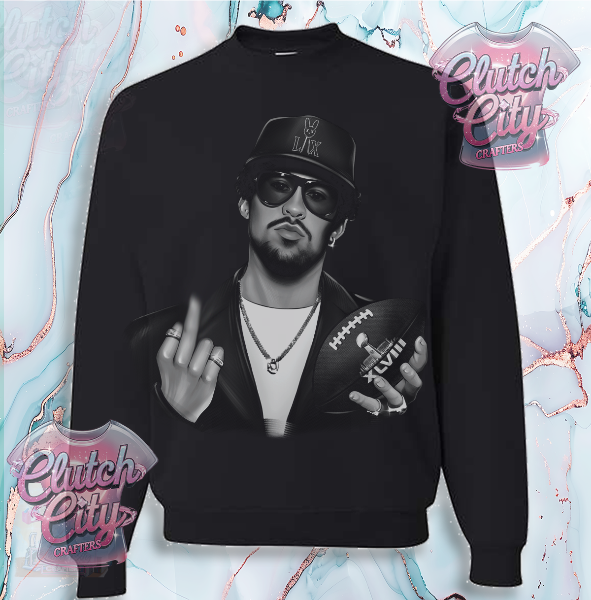 Bunny Bowl black/white image Black Sweatshirt