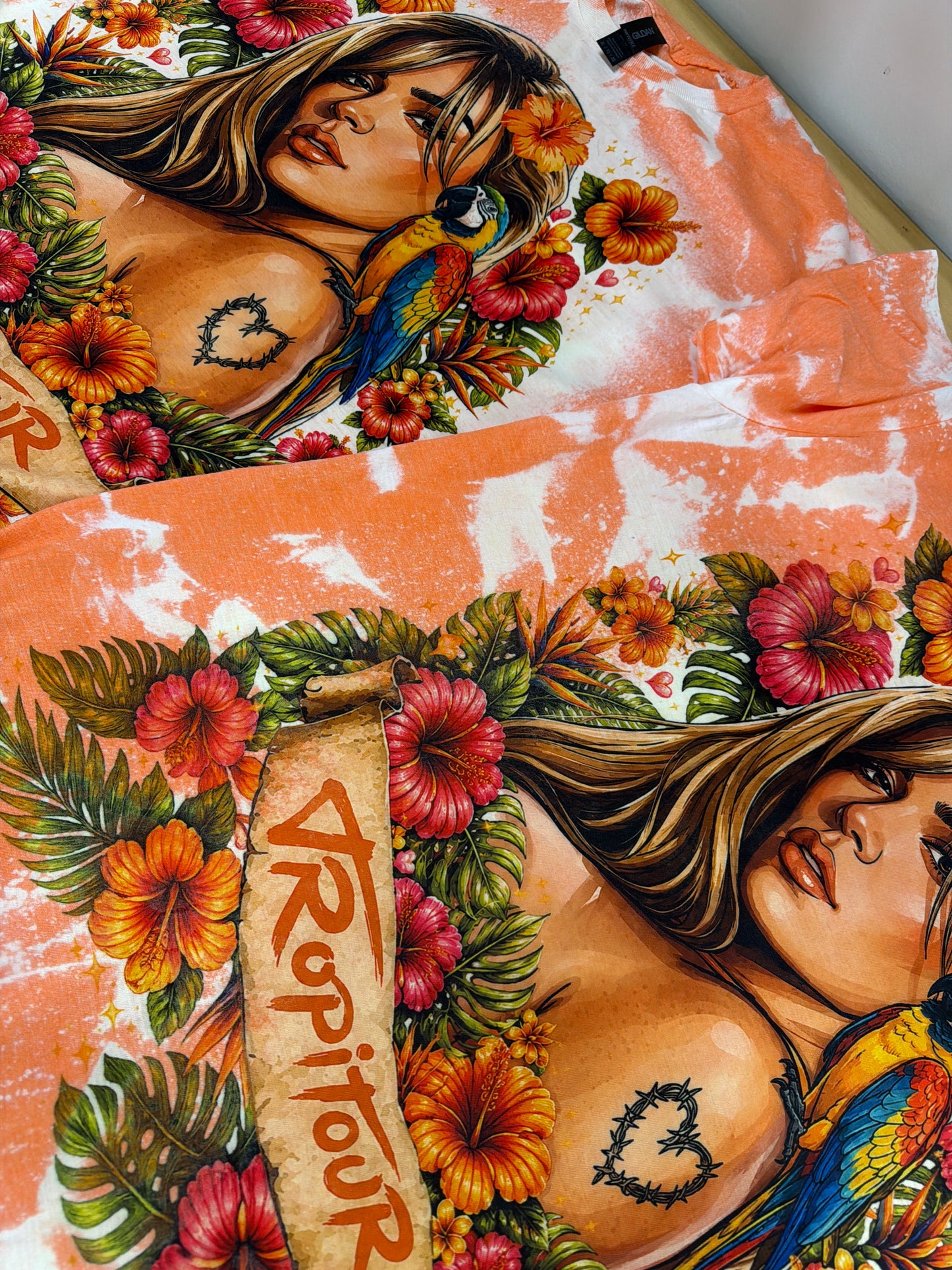 Tropitour Orange Bleached Tee