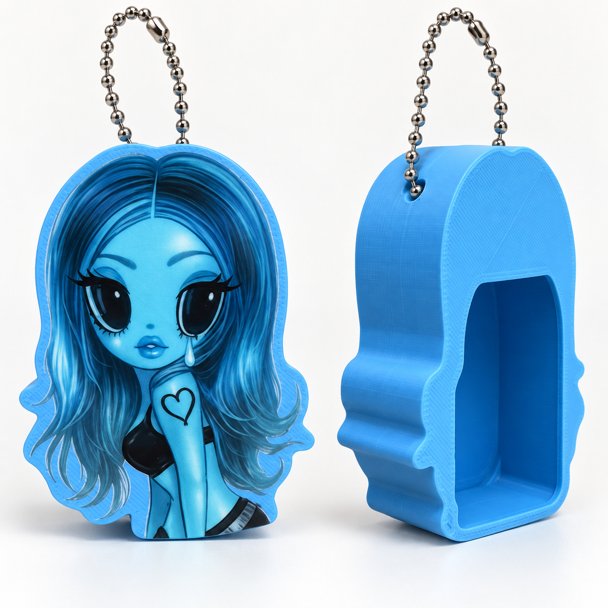 Blue Doll Hand Sanitizer Holder Keychain