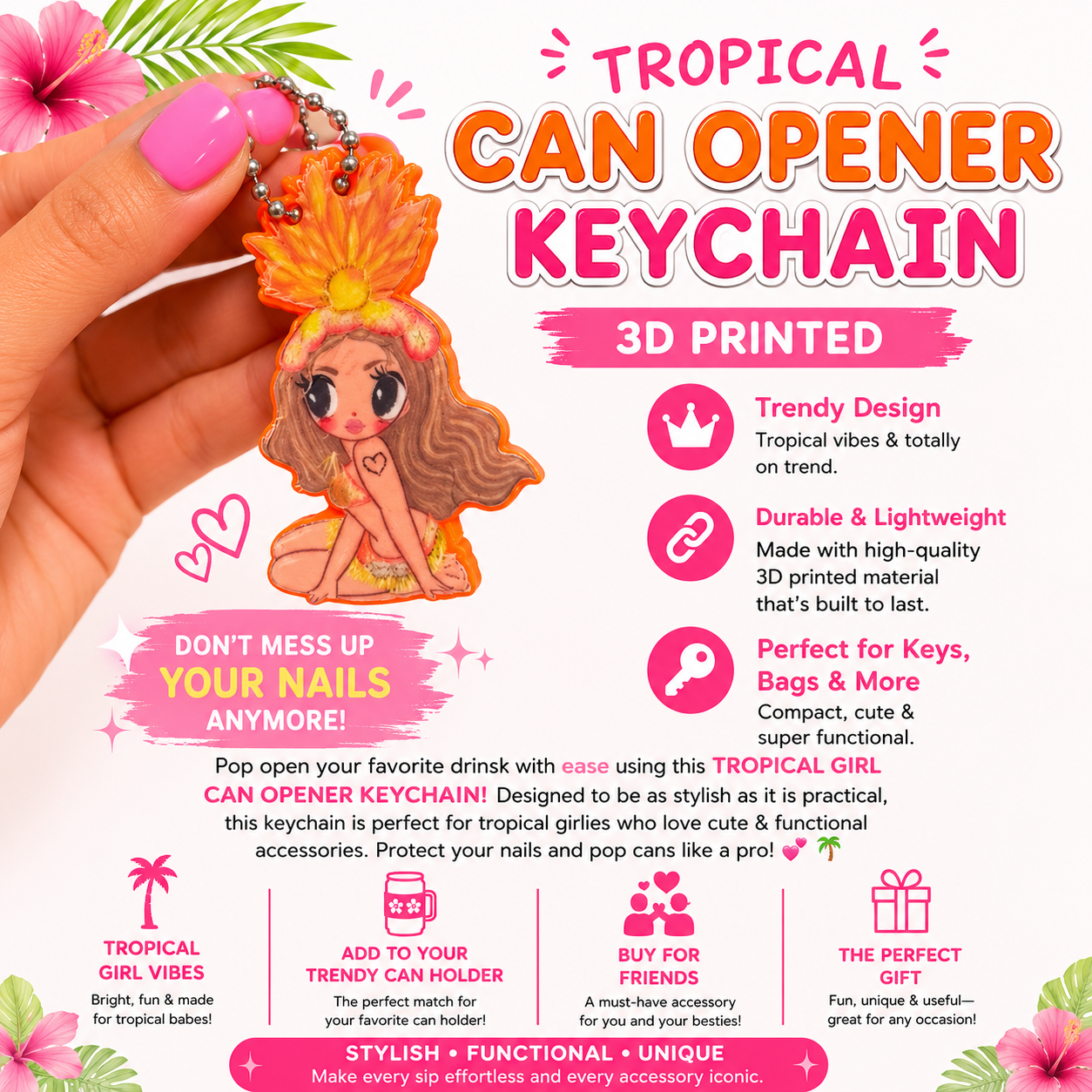Tropicoqueta Can Opener Keychain