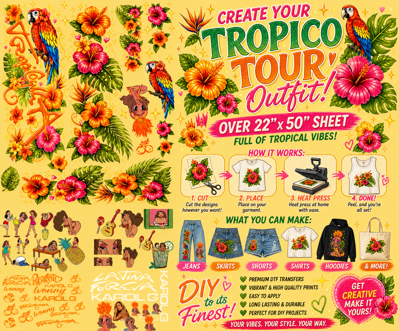 Tropicoqueta Ready to Press Transfers