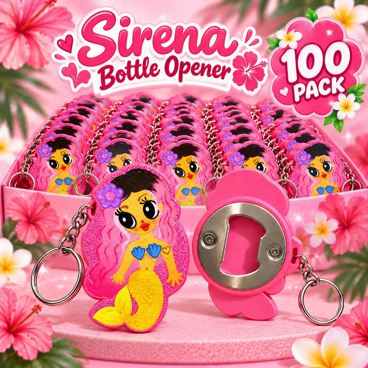 Pink Sirena Bottle Glass Opener