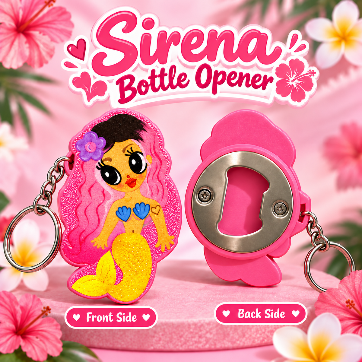 Pink Sirena Bottle Glass Opener