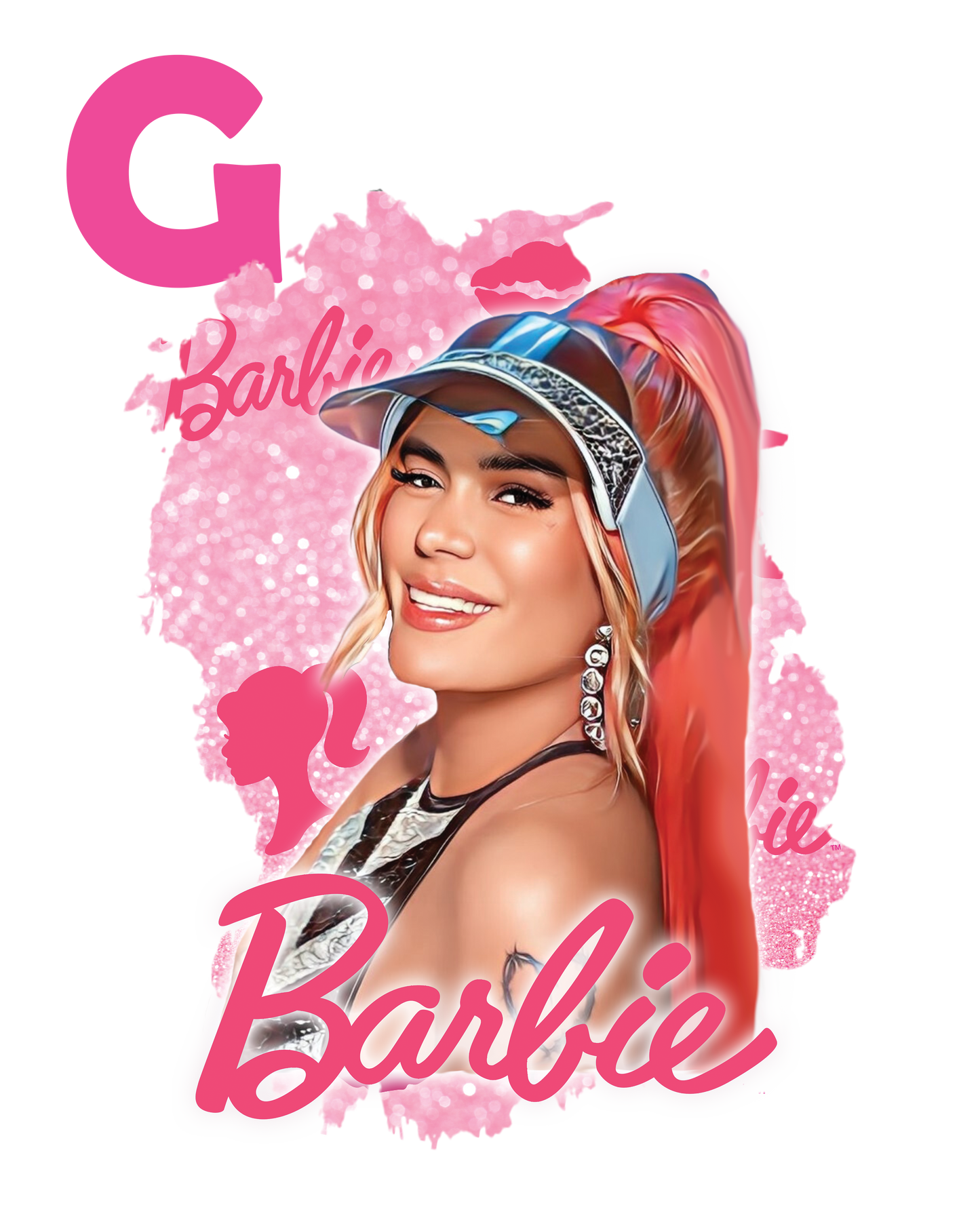 Barbie Bundle Towel-Cap- keychain-Tee-Sticker