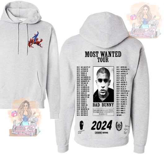 Badbunny Most Wanted Tour Gray Hoodie