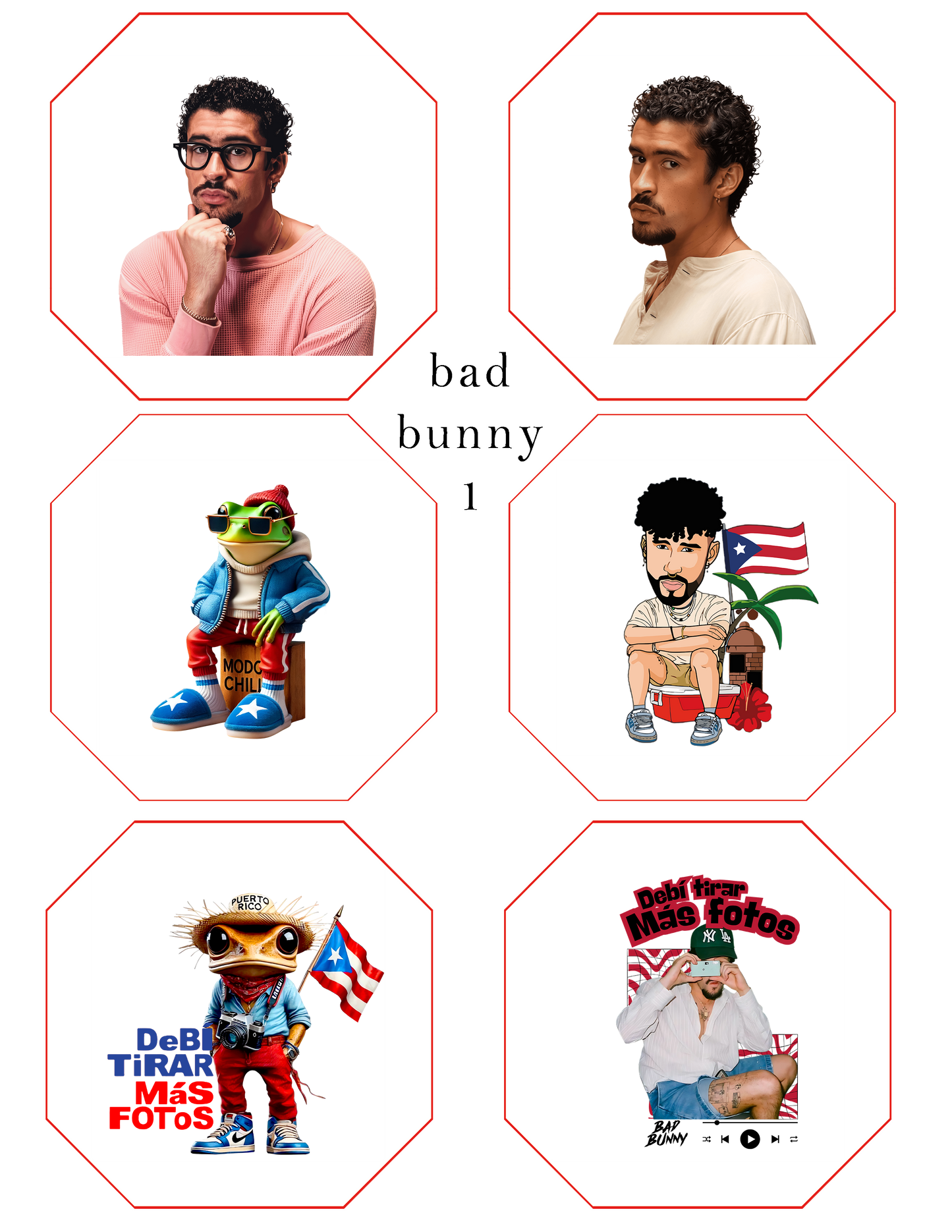 BadBunny Set #1 of Magnets Set of 6