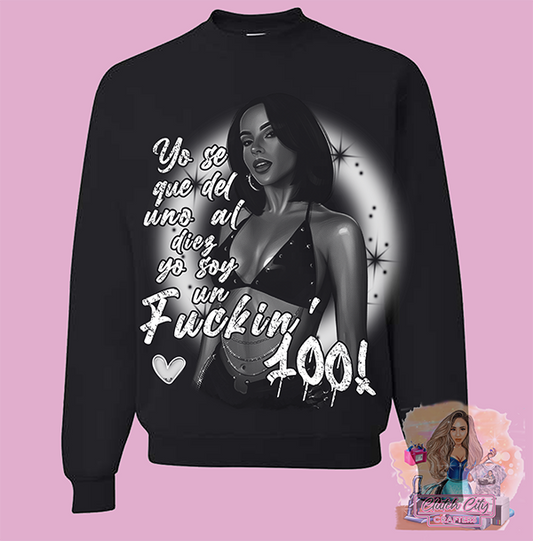 Becky G White Design Black Sweatshirt