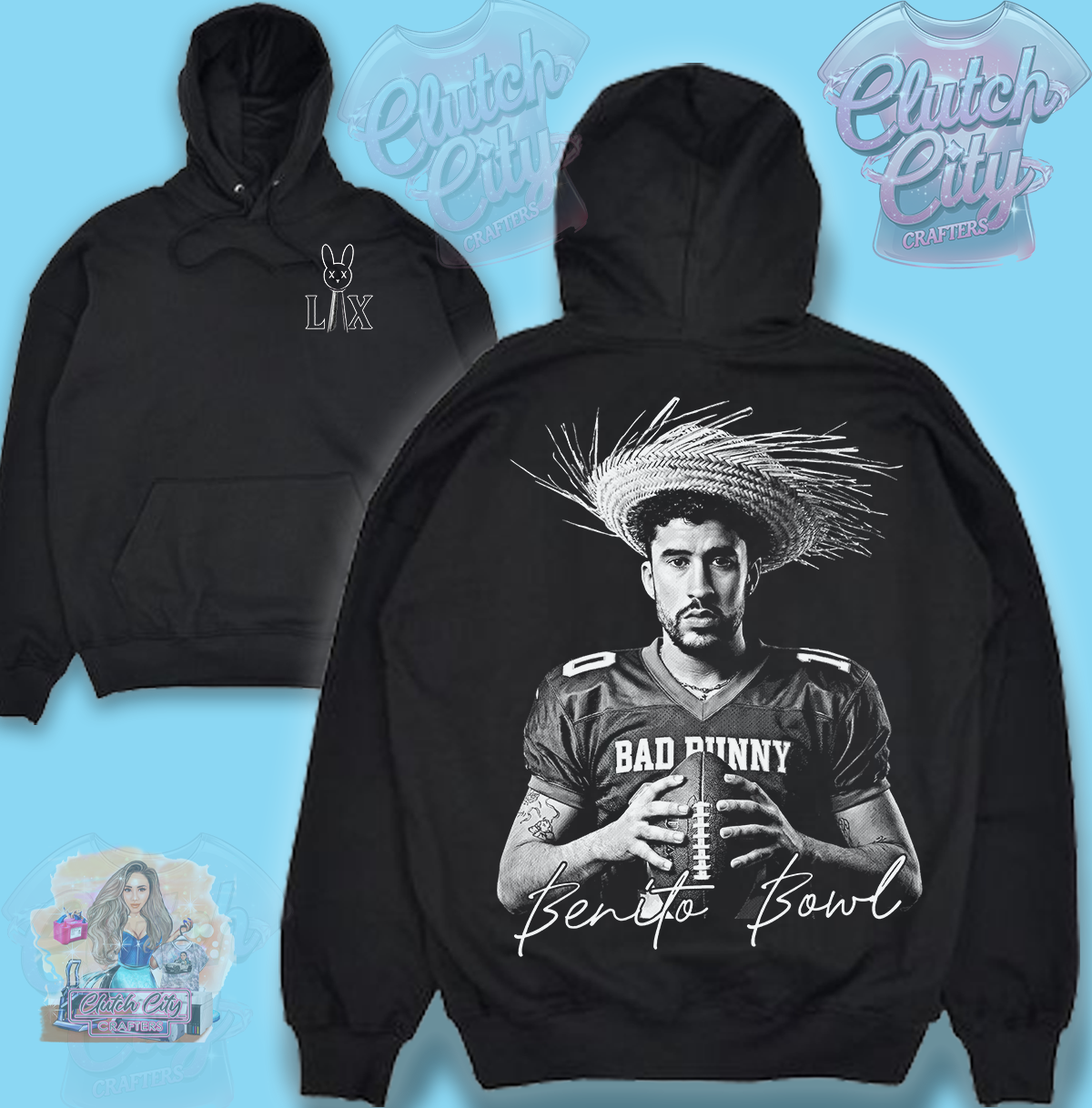 Benito Straw Hat BLACK Hoodie