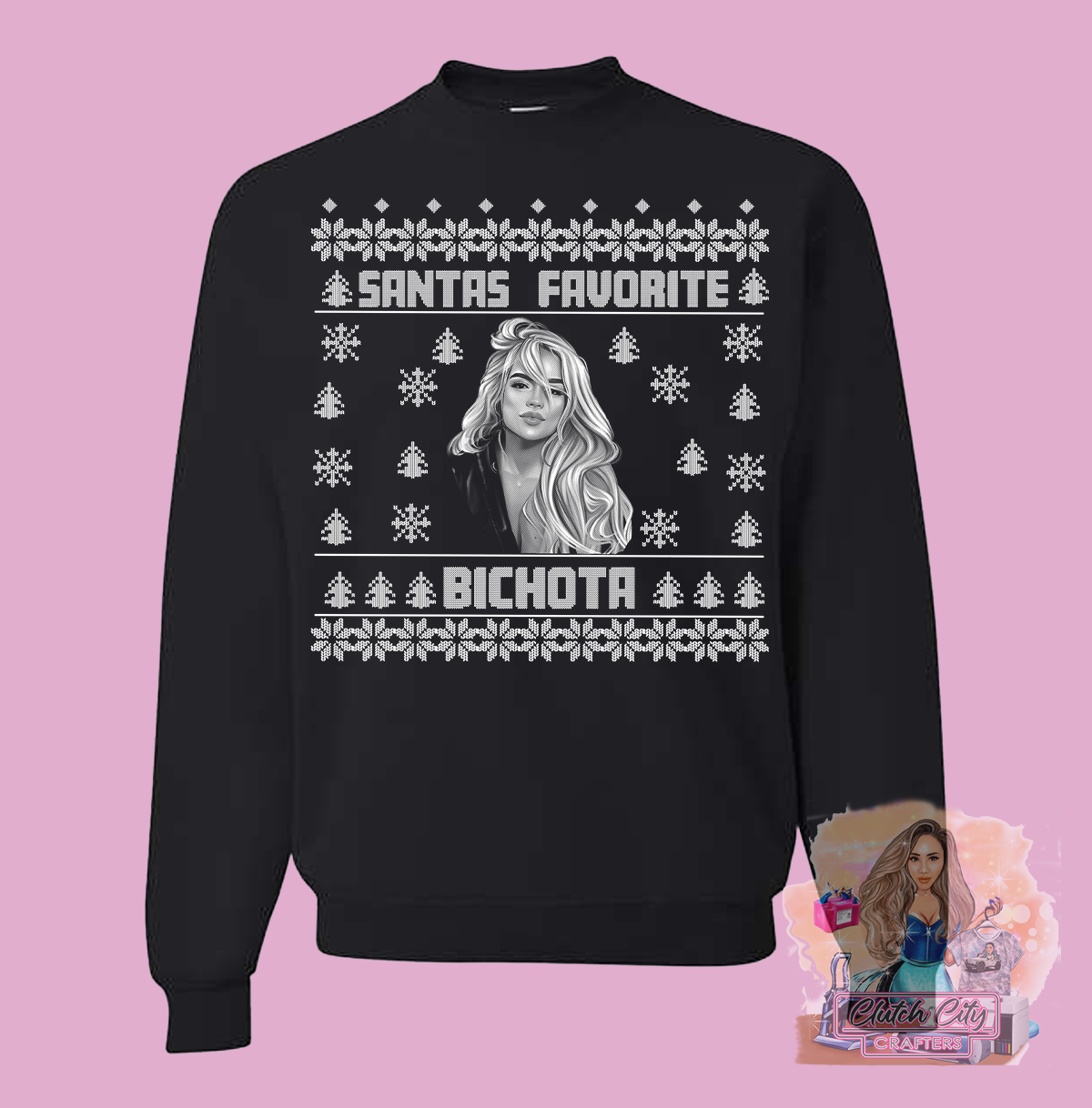 Santas Fave Bichota Xmas Black Sweater