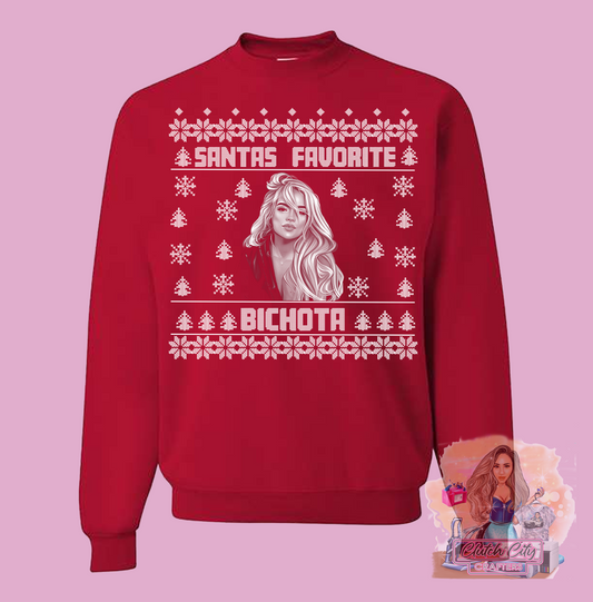 Santas Fave Bichota Red Xmas Sweater