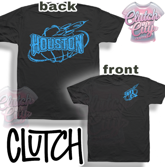 Rockets Black Tee Blue ink