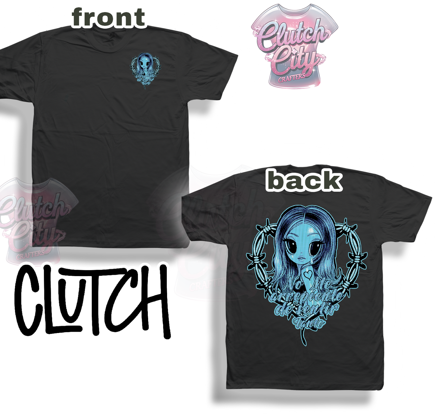 Blue Doll w/ Heart Black Tee