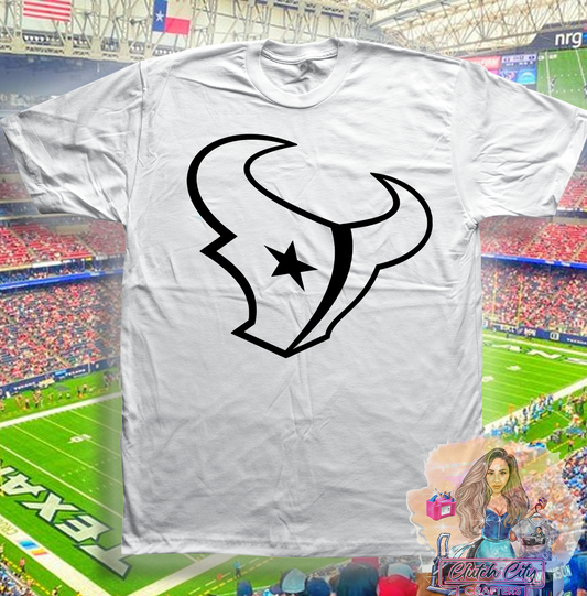 Texans Bull On White Tee