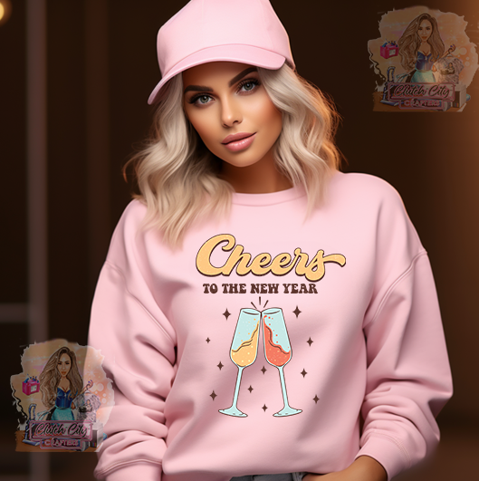 Cheers to the New Year Pink Sweatshirt