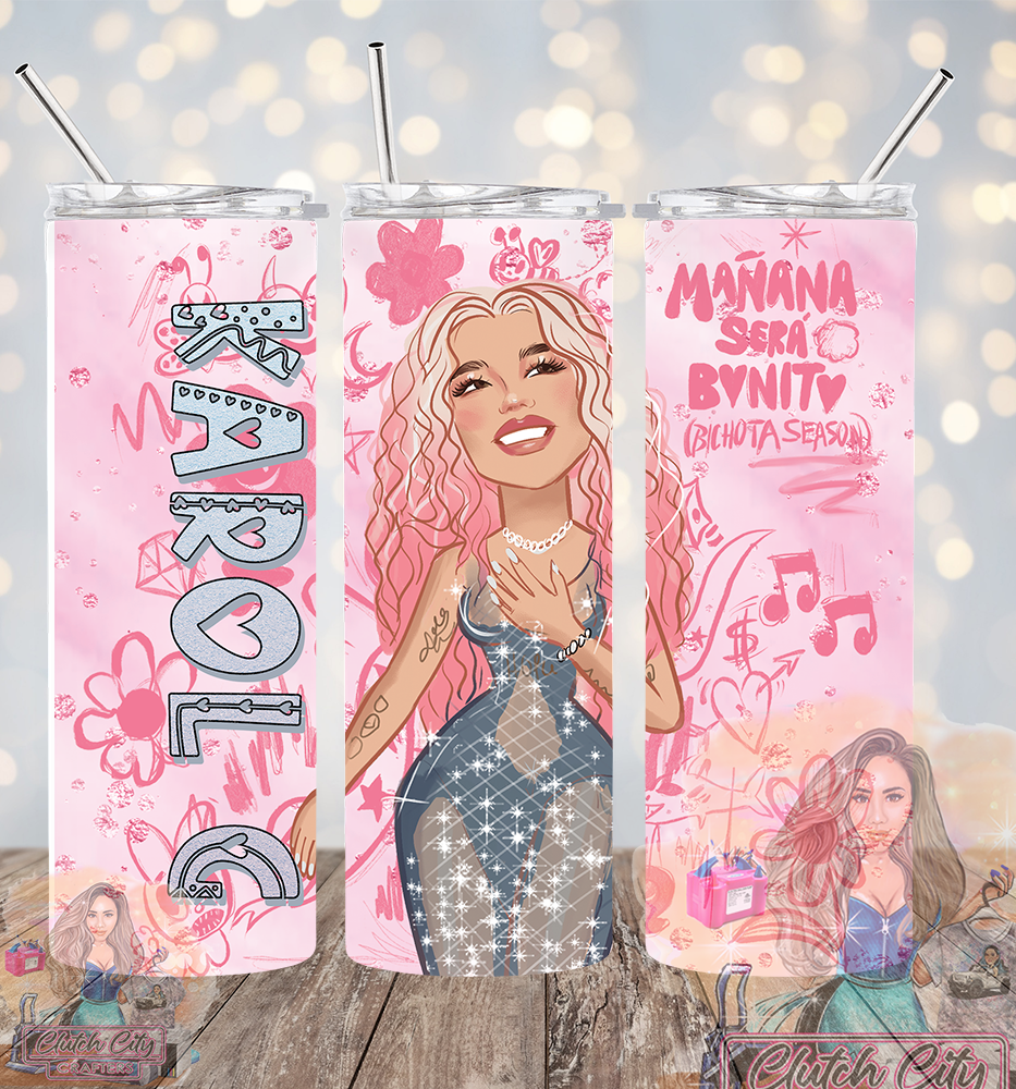 Copy of Karolg VMA's pink background pink logos-Tumbler