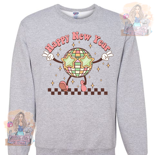 Disco New Year Star Sunglasses Ash Sweatshirt