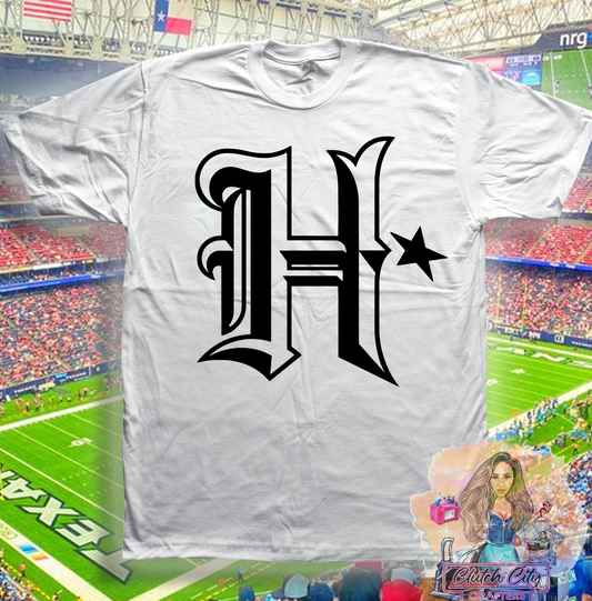 Texans H On White Tee