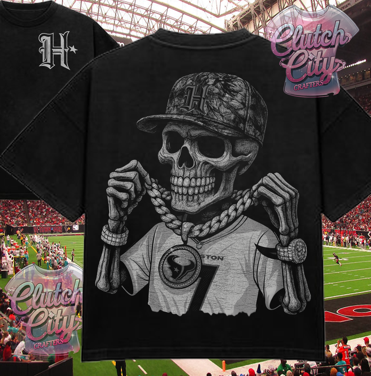 Black Texans Skelly black/white Oversized Fit