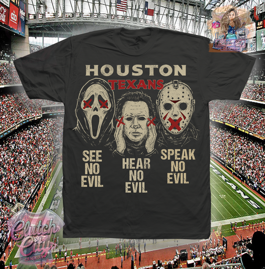 No Evil Houston Texans Black T Shirt