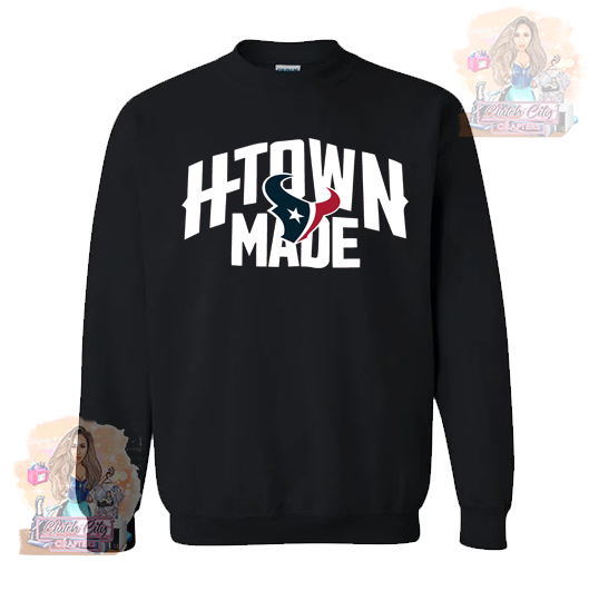 HTOWN Made WHITE Font-BLACK sweater