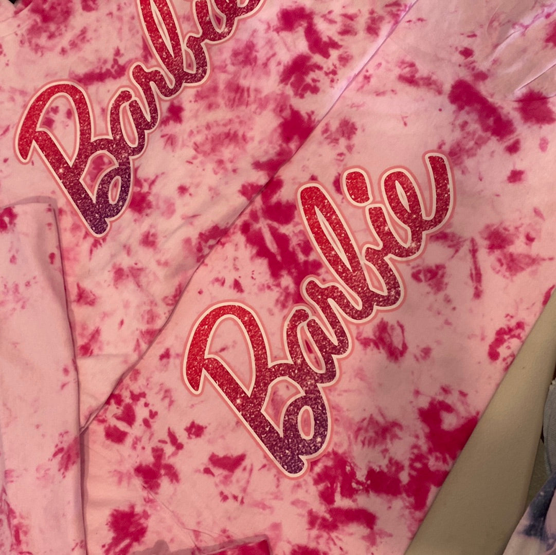 Barbie font Pink Tie Dye Tee