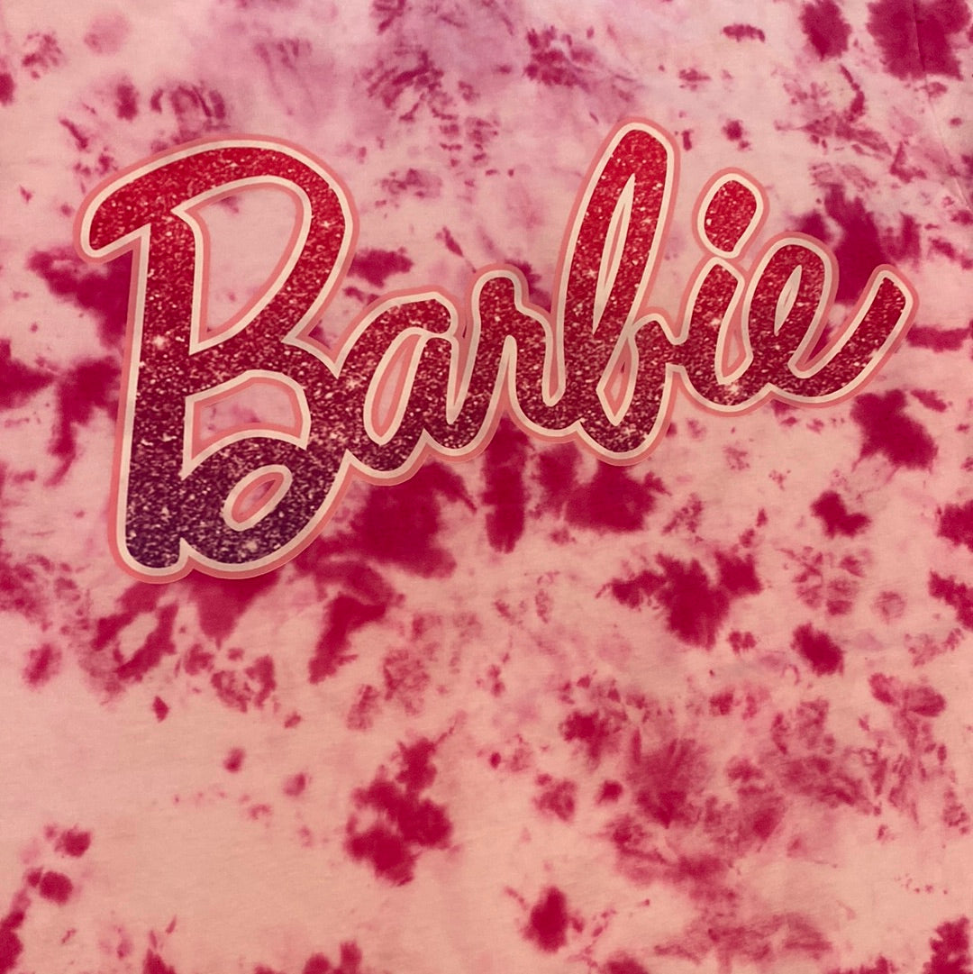 Barbie font Pink Tie Dye Tee