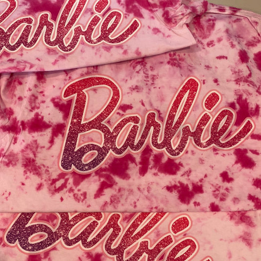 Barbie font Pink Tie Dye Tee