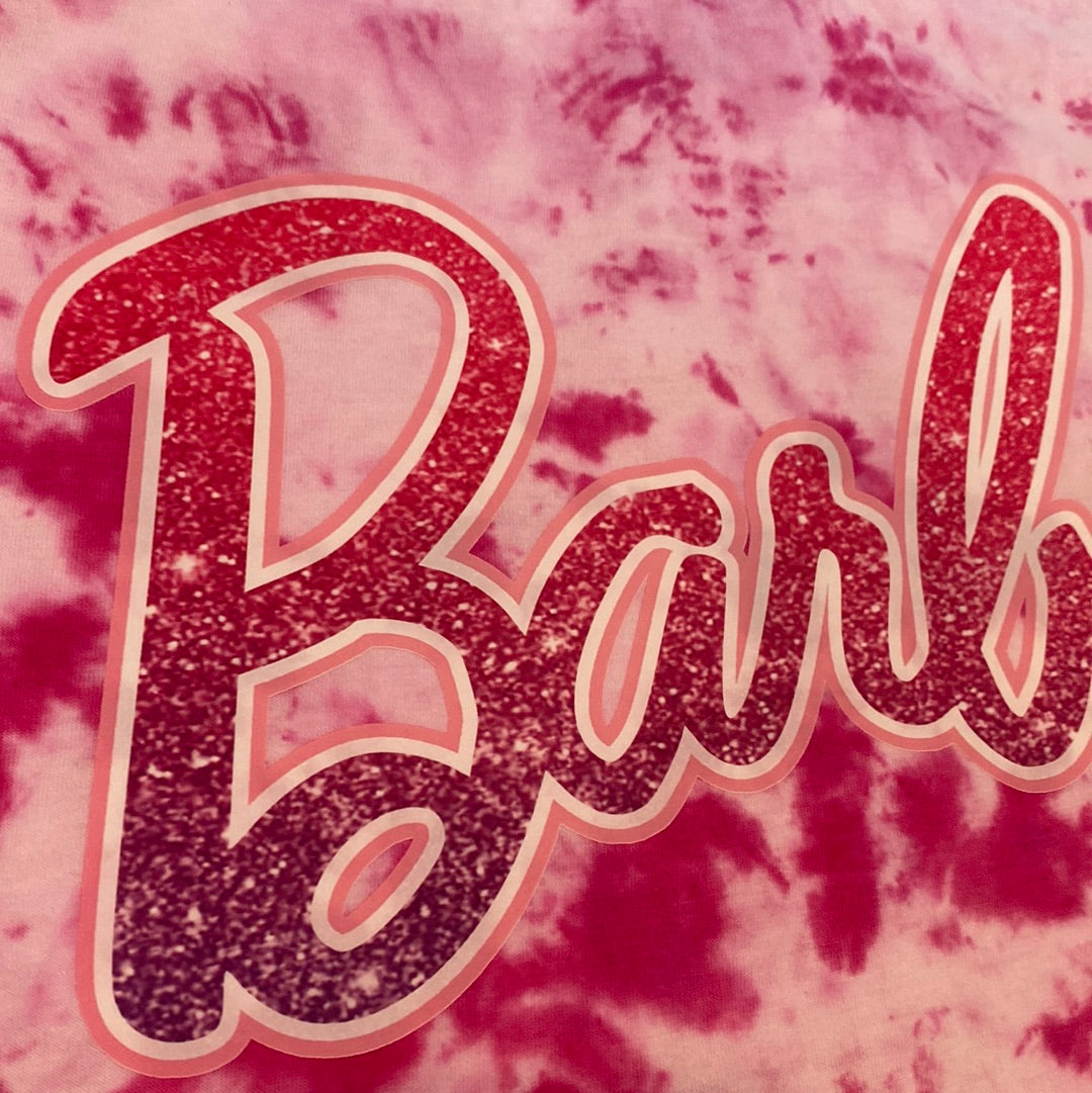 Barbie font Pink Tie Dye Tee