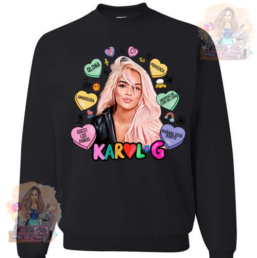 KarolG Conversation Hearts Black Sweatshirt