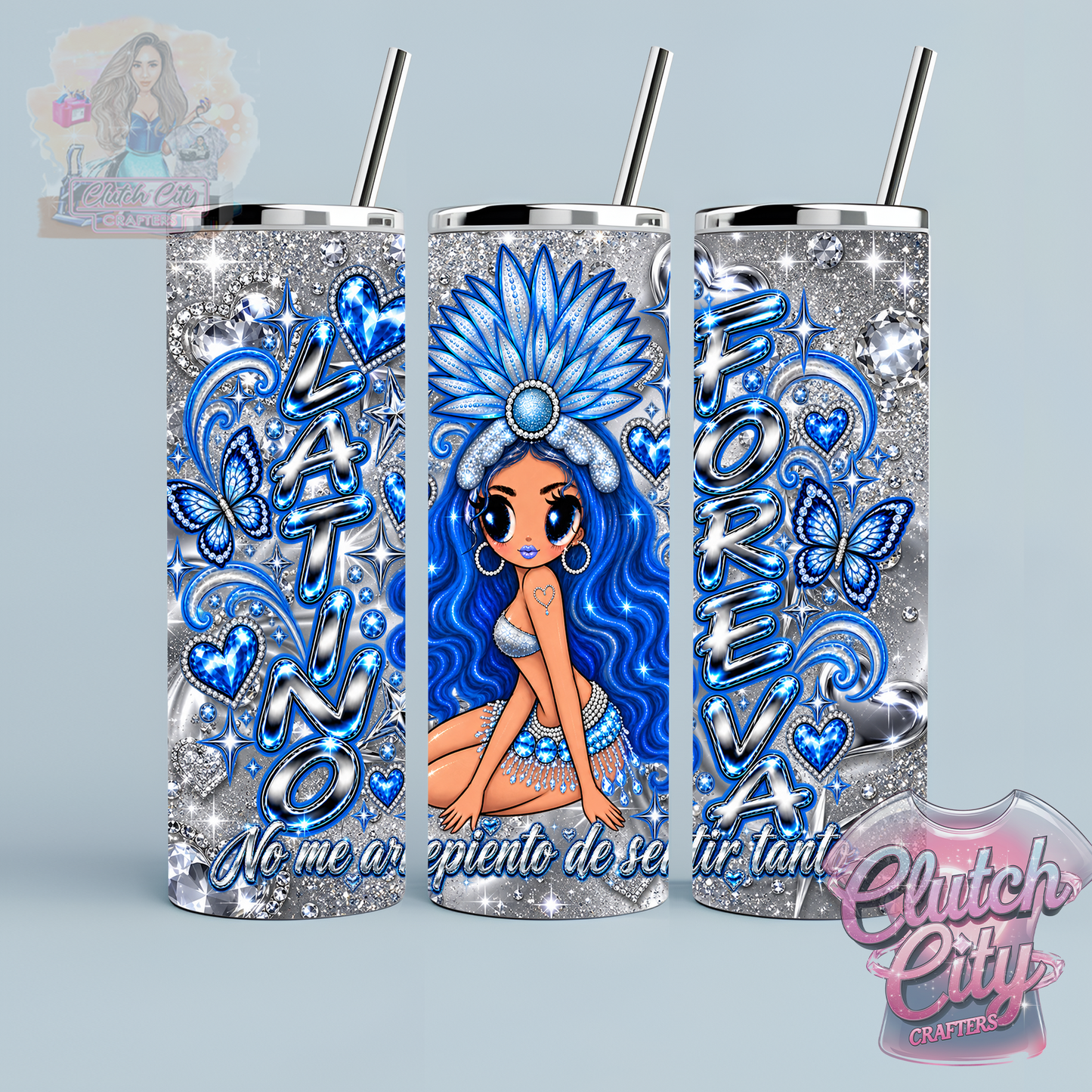 LatiNO Foreva Blue SILVER 20 oz Tumbler