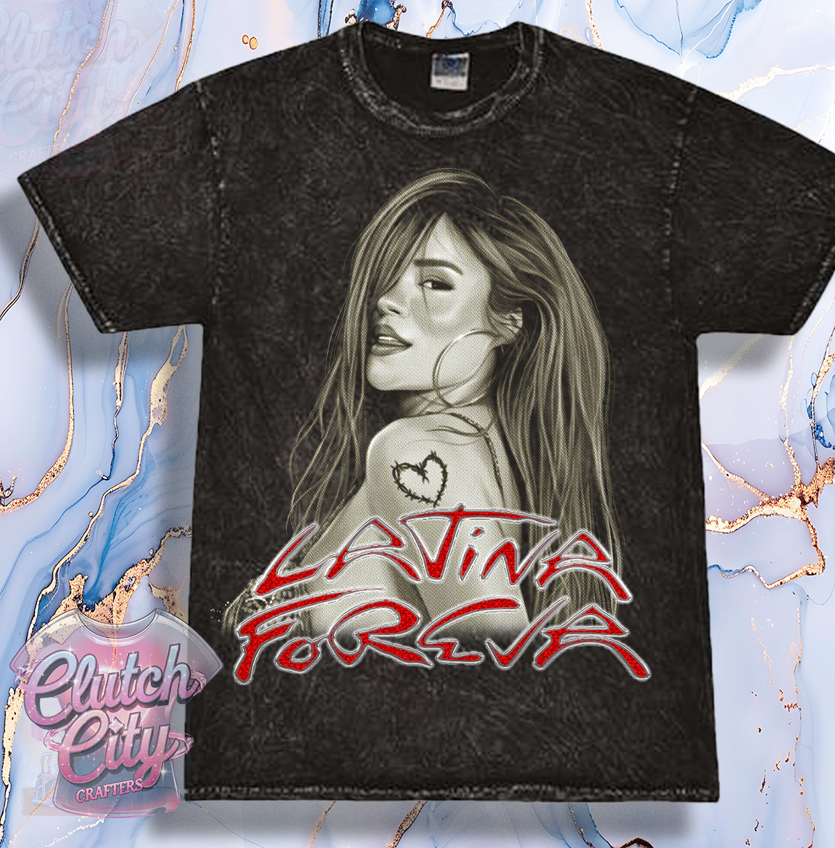 Latina Foreva Red font Mineral Acid Black tee