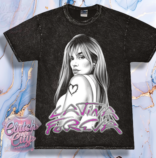 Latina Foreva Pink font Mineral Acid Black tee